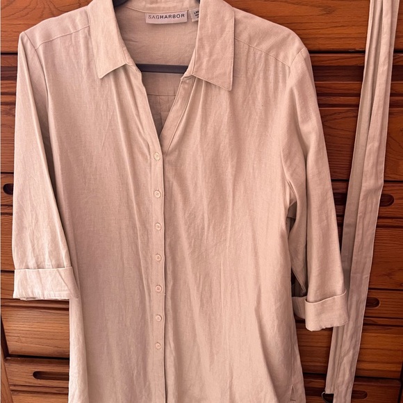 Flax Linen tunic with belt Large Sag Harbor - Picture 3 of 7